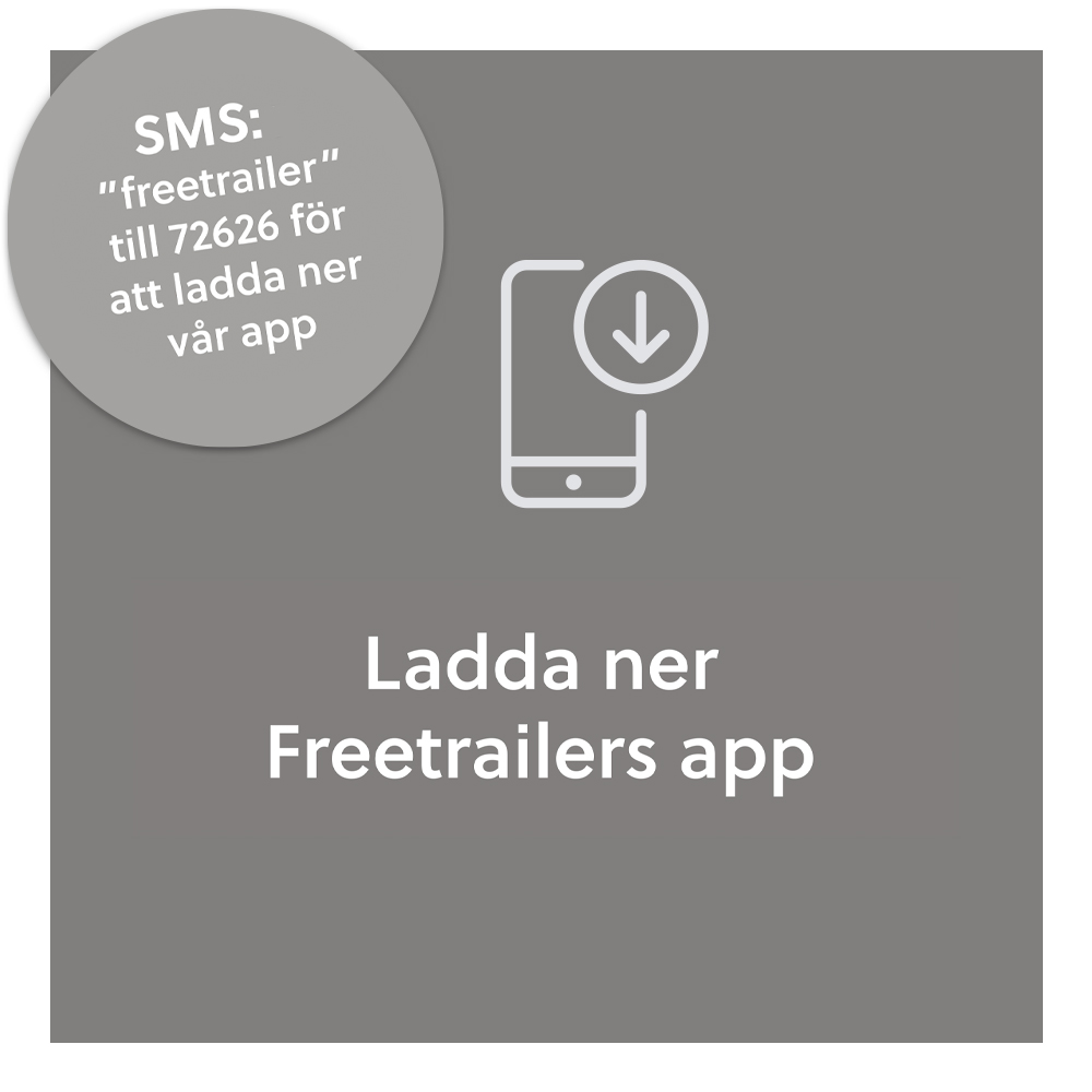 Mobiltelefon med nedladdningsikon och text om SMS-nedladdning