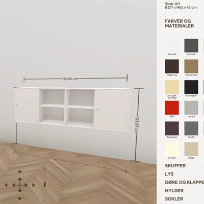 En hylla som håller på att byggas i Mistrals ritprogram