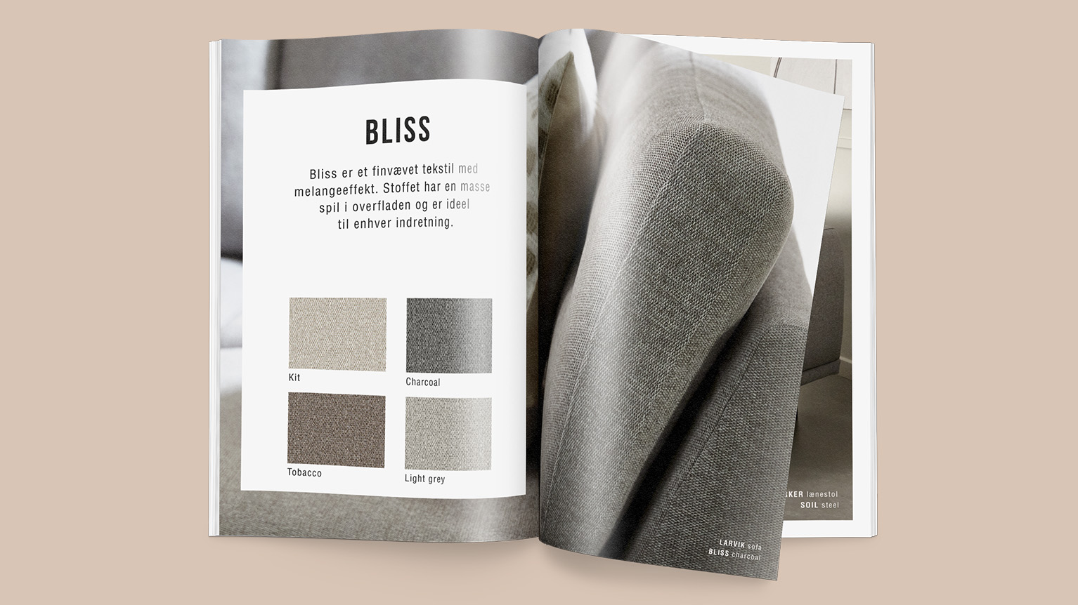 Katalog med tyg- och läderkollektion