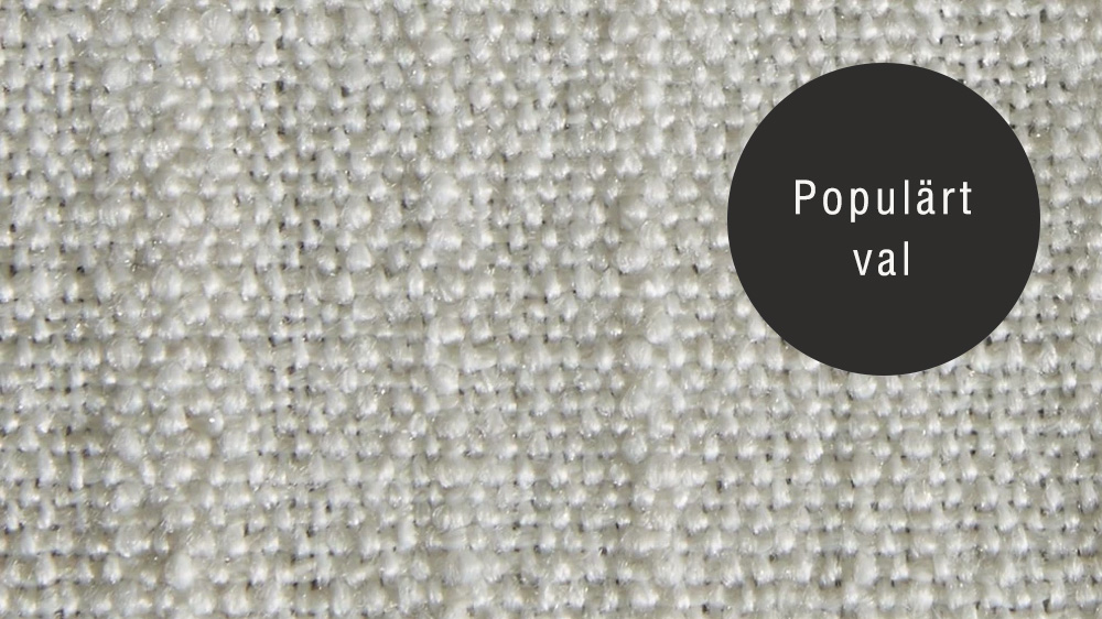 Närbild på tygprov av Malmi i nyansen off white