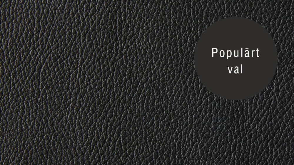 Närbild på tygprov i Narv läder i nyansen black