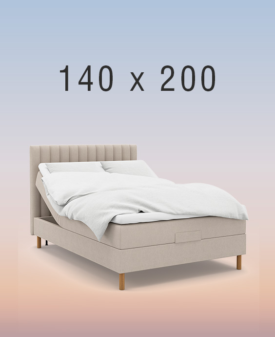 Ljusgrå ställbar säng på regnbågsfärgad bakgrund