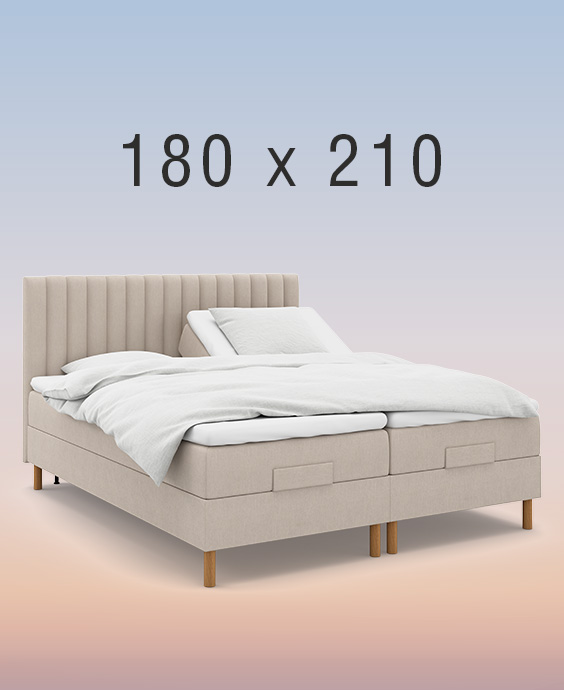 Ljusgrå ställbar säng på regnbågsfärgad bakgrund