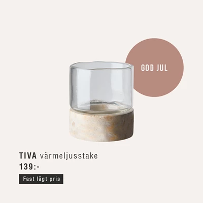 Ljusstake i glas med marmorfot.