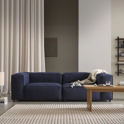 Nordstrom Blå modulsofa i minimalistisk stue