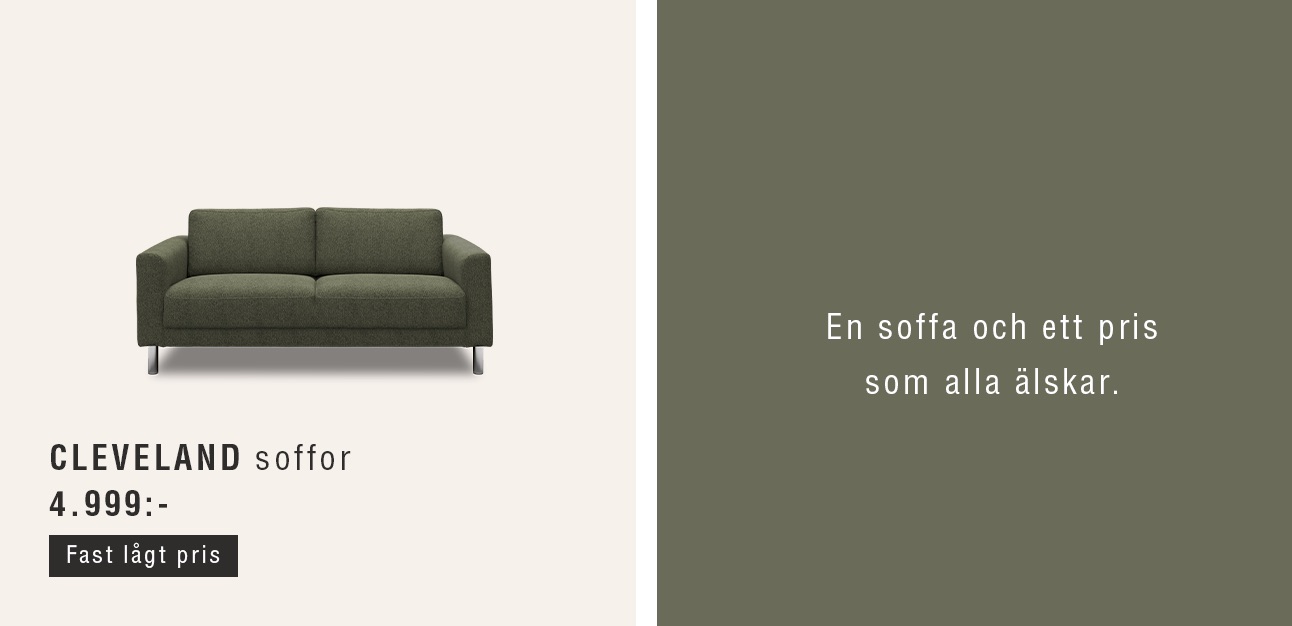 2-sits soffa i grönt mot beige bakgrund