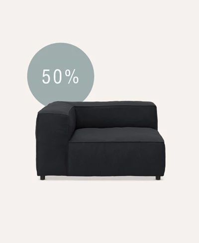 Soffmodul i mörkblått på beige bakgrund