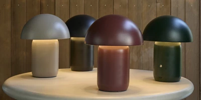 Design Uden Navn 2026 01 15T110636.781 Utomhuslampor med rund kupa i olika färger.