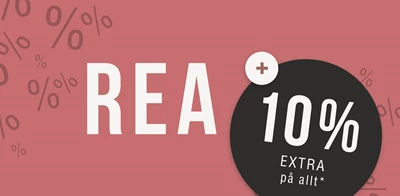 05 Dynamic Udsalg 10Pct Ekstra Mob REA-banner i rosa design med texten 10 % extra rabatt, cirkelformad etikett och procentikoner som signalerar kampanj och erbjudande.