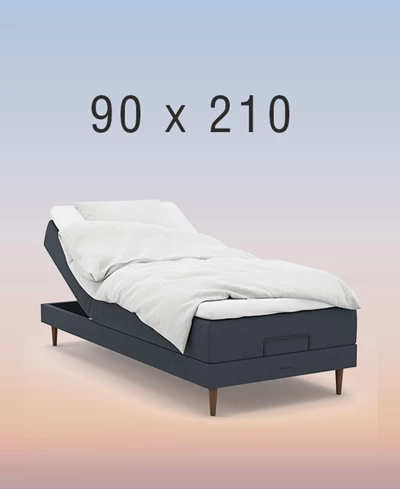 ställbar säng på regnbågsfärgad bakgrund