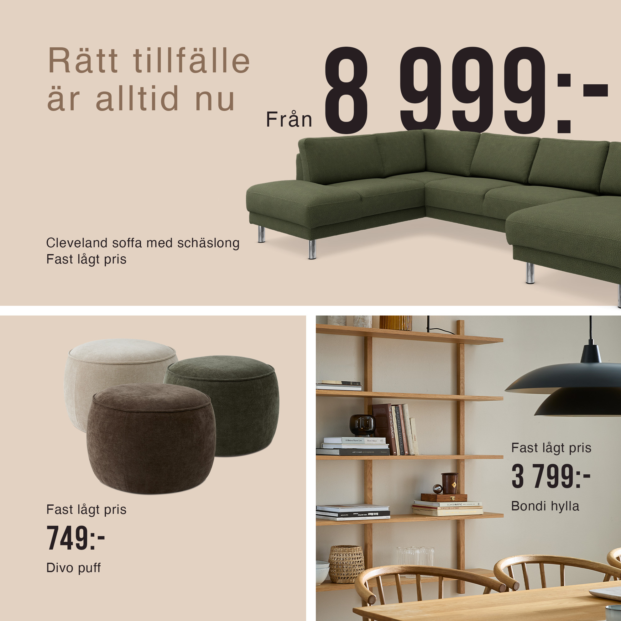 Collage med olika produkter till fast lågt pris.