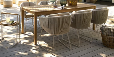 Design Uden Navn (9) Trädgårdsstol med metallstomme samt sits och rygg i rep.