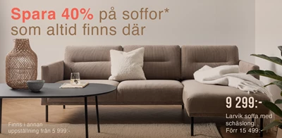 spara 40% på soffor*
