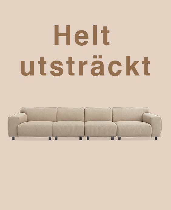 5-sits modulsoffa mot beige bakgrund.