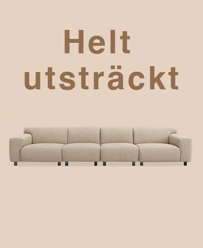 5-sits modulsoffa mot beige bakgrund.
