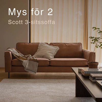 2-sitssoffa i cognacbrunt.
