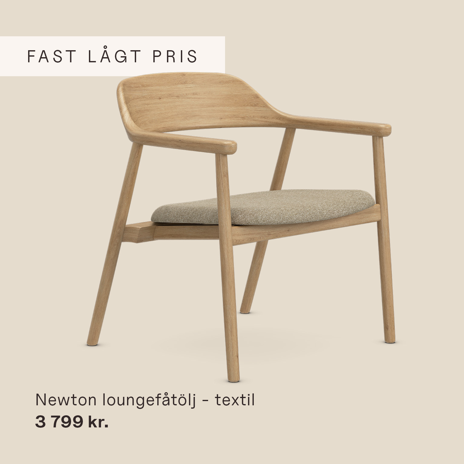 Matstol med trästomme och stoppad sits
