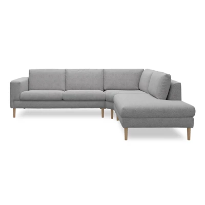 Nyland högervänd hörnsoffa med puffavslutning