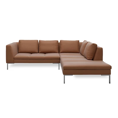 Nordskov högervänd hörnsoffa med puffavslutning