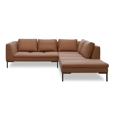 Nordskov högervänd hörnsoffa med puffavslutning