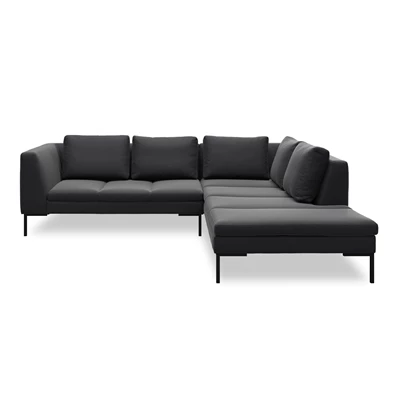 Nordskov högervänd hörnsoffa med puffavslutning