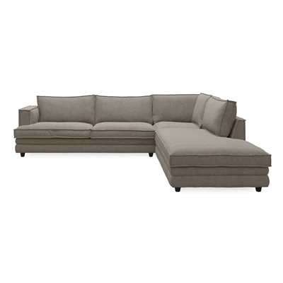 Agir högervänd hörnsoffa med puffavslutning