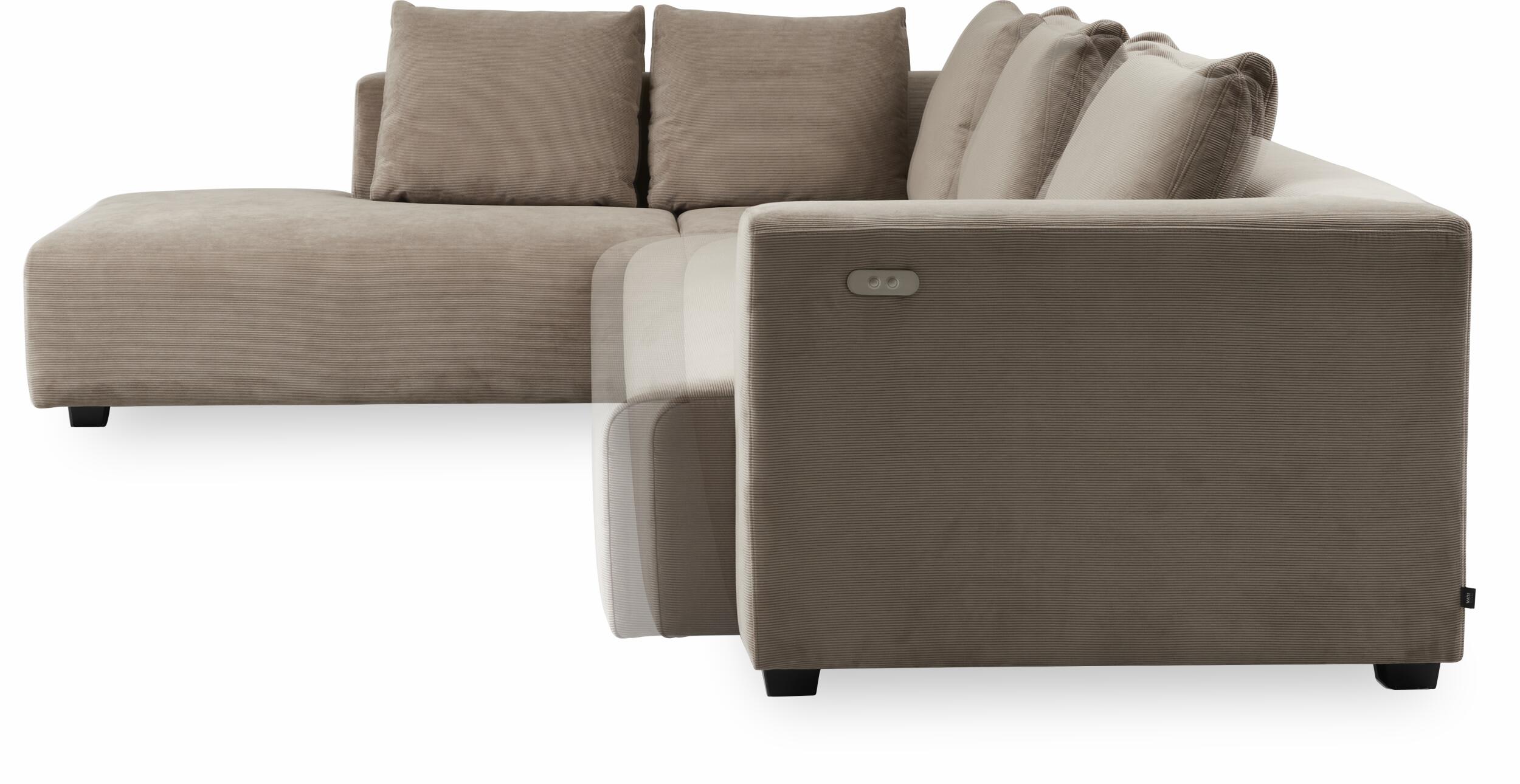 Solaro vänstervänd hörnsoffa med puffavslutning 