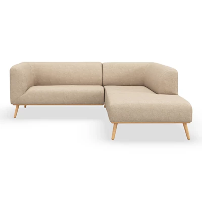 Land högervänd hörnsoffa med puffavslutning