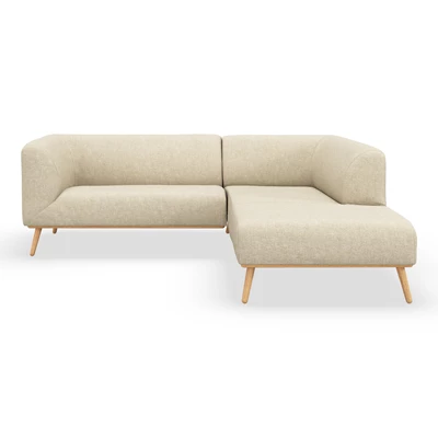 Land högervänd hörnsoffa med puffavslutning