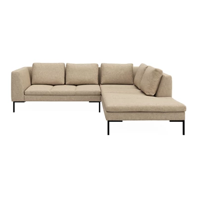 Nordskov högervänd hörnsoffa med puffavslutning