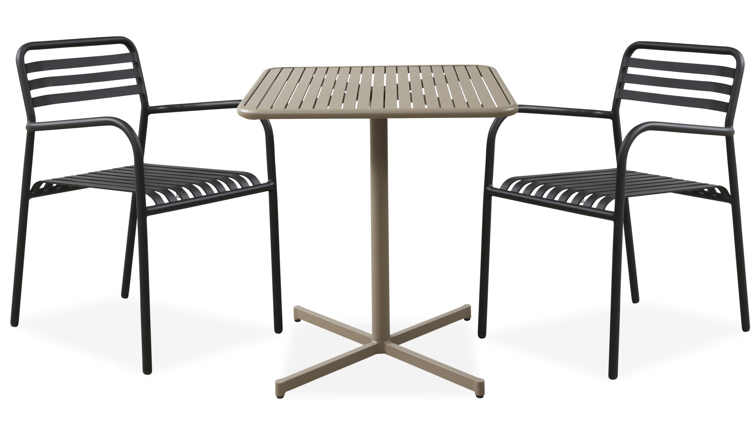 Galia Caféset med 1 bord beige + 2 stolar svart