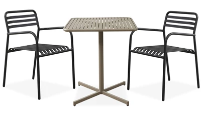 Galia Caféset med 1 bord beige + 2 stolar svart