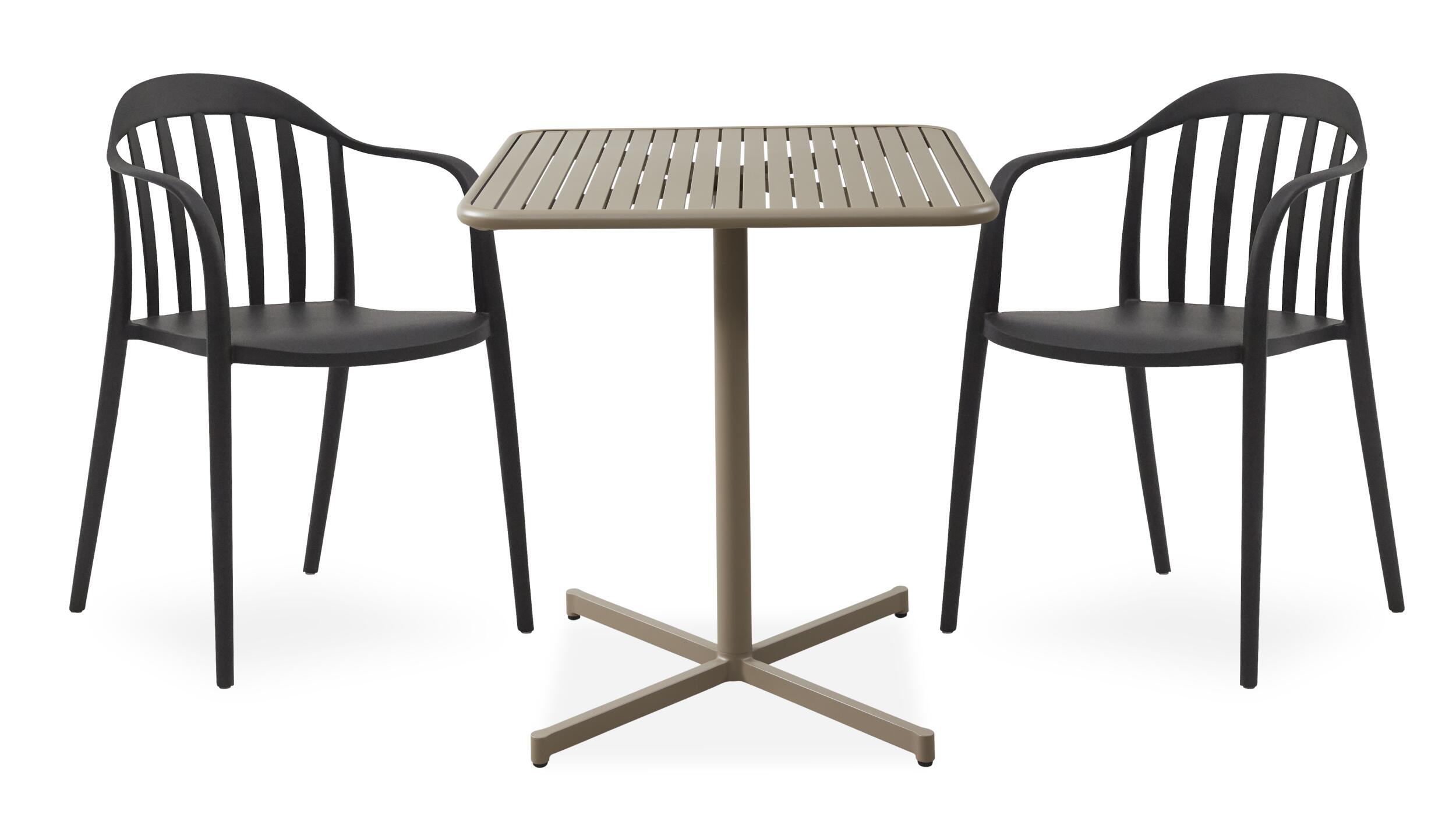 Galia Caféset med 1 bord beige + 2 stolar svart