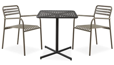 Galia Caféset med 1 bord svart + 2 stolar beige