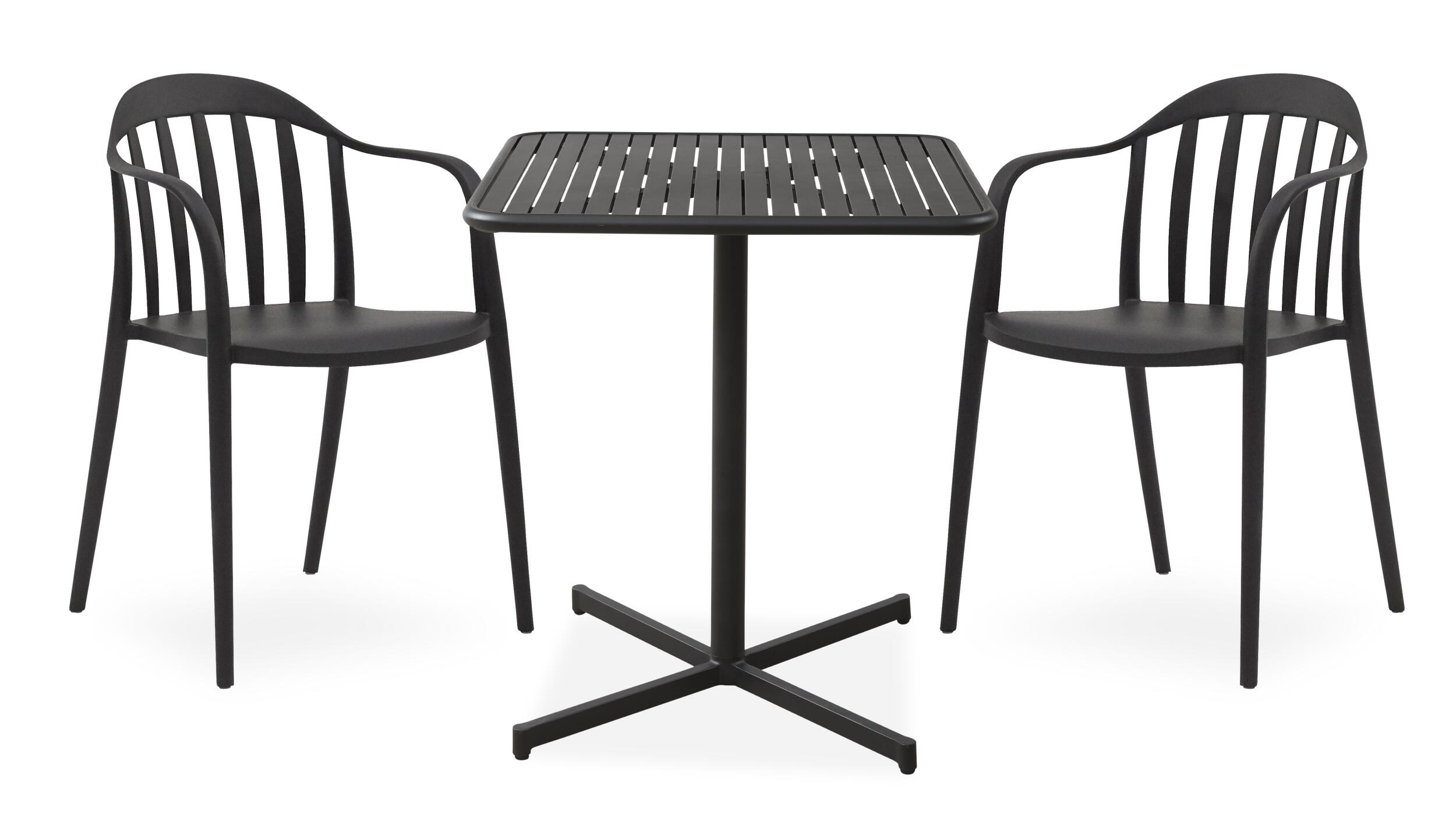 Galia Caféset med 1 bord + 2 stolar svart