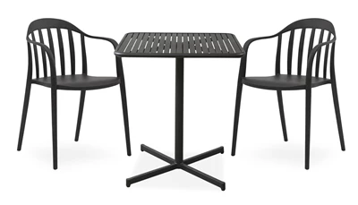 Galia Caféset med 1 bord + 2 stolar svart