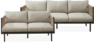 Oblic Loungeset med 2 soffor sandfärgat